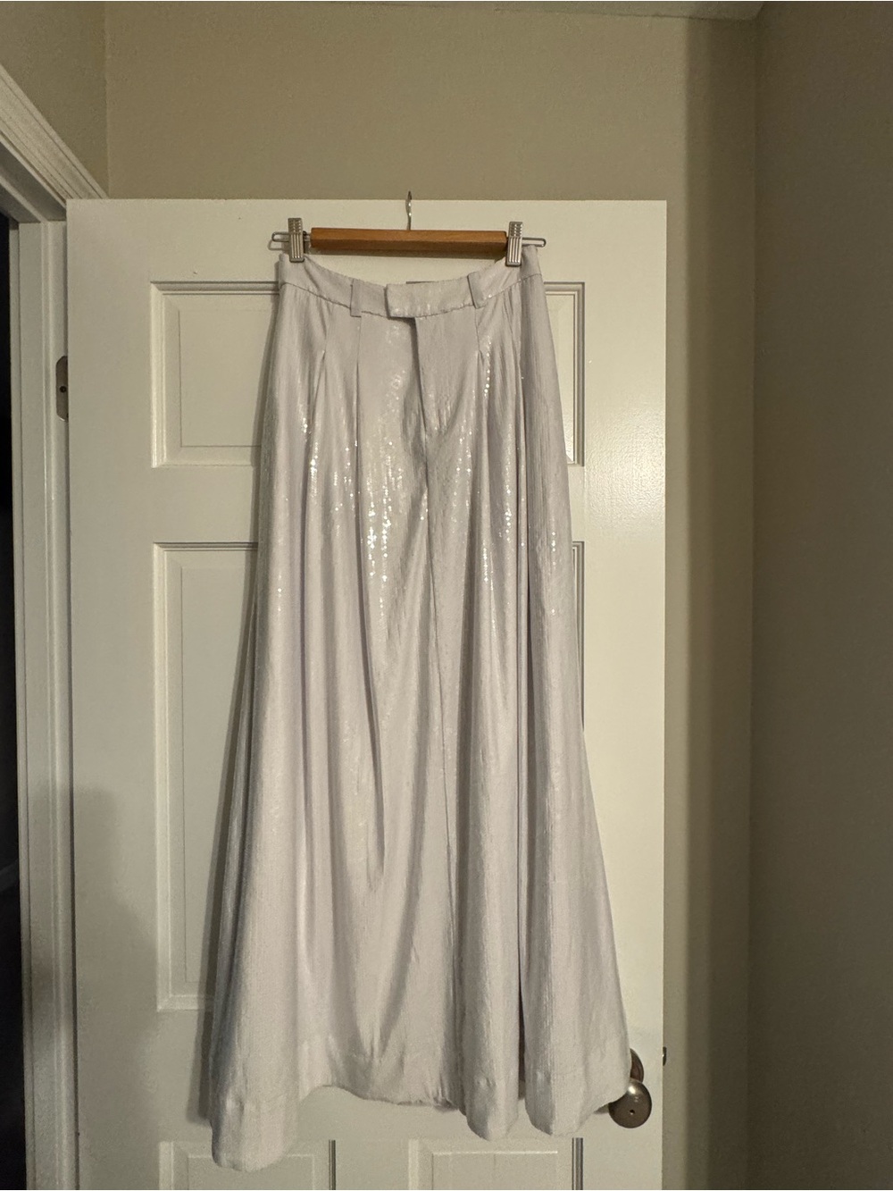 Anthropologie Maeve Size 4 White Avery Pleated Maxi Skirt Sequin Edition NWT